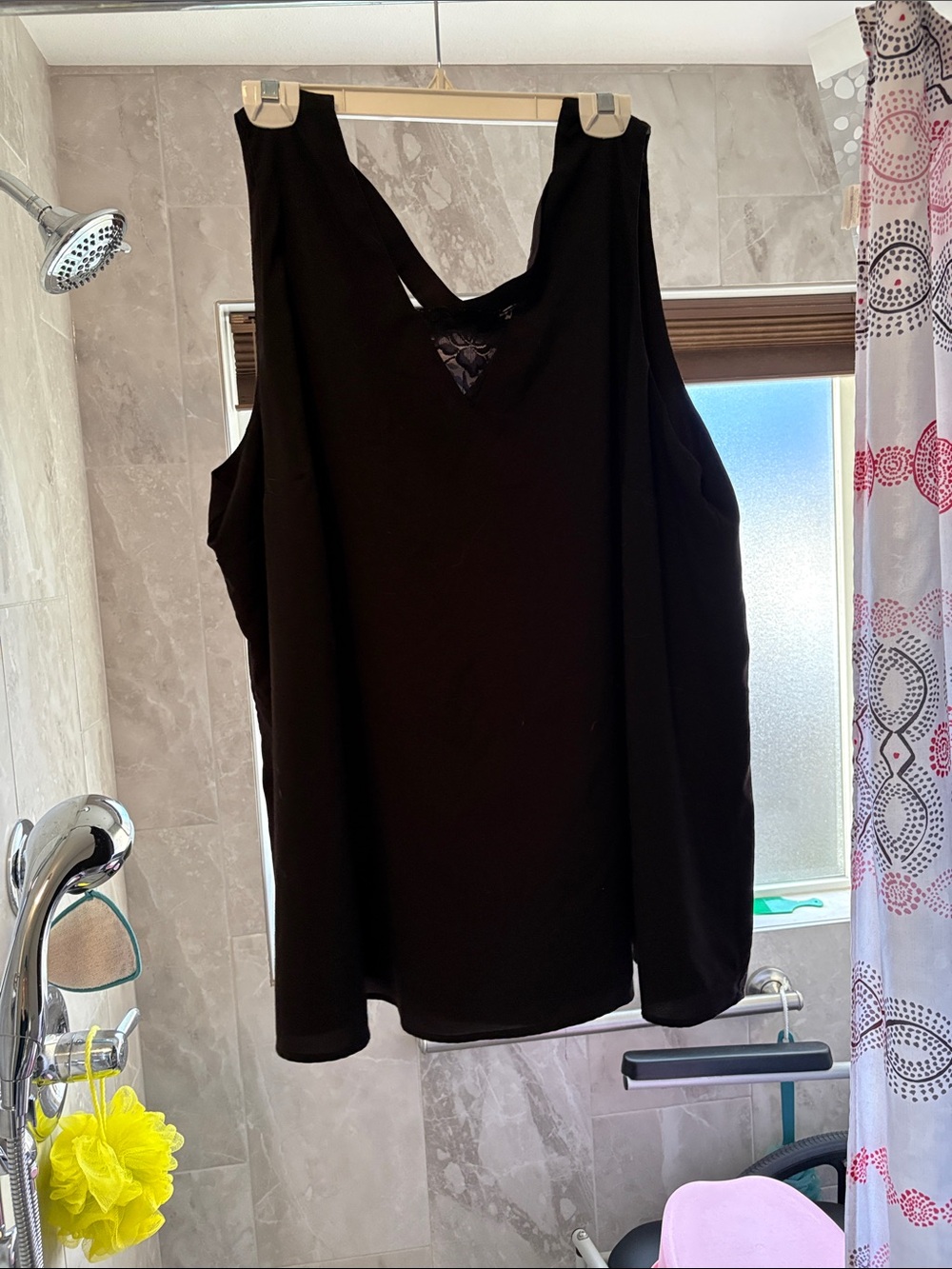 Lane Bryant Black Sleeveless Tank with V-Back Lace Detail